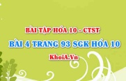 Bài 4 trang 93 SGK Hoá 10 Chân trời sáng tạo